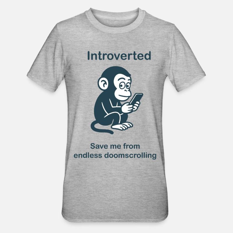 Introverti - Défilement doomscrolling sans fin - T-shirt polycoton Unisexe - gris chiné