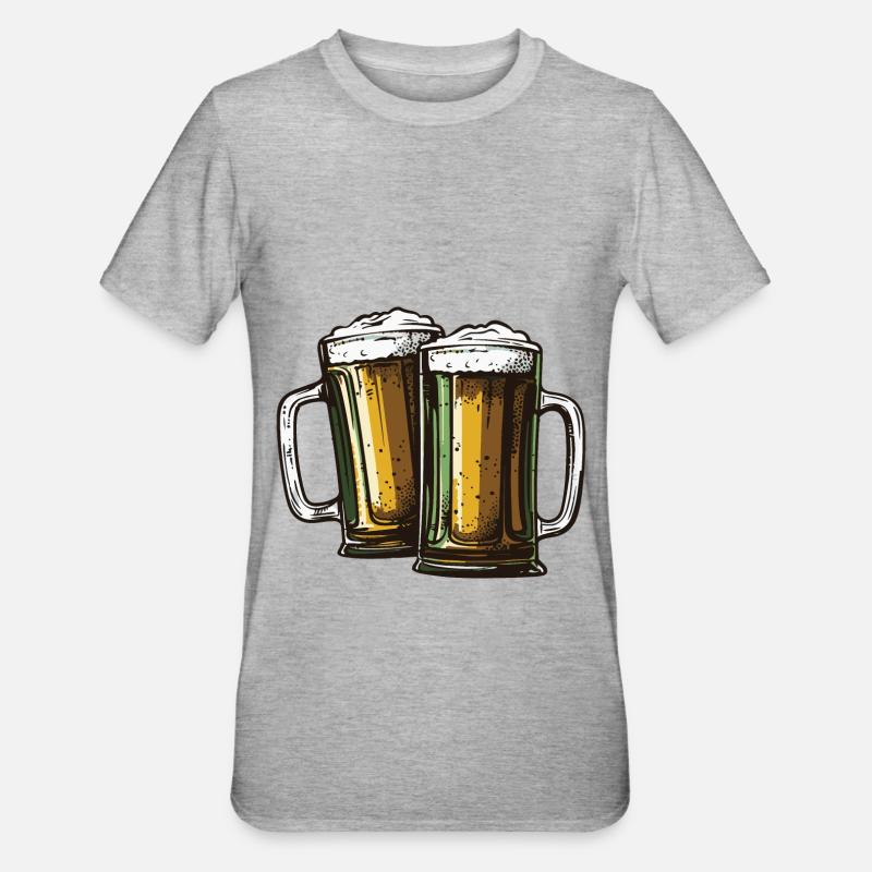 Bier Glas Prost Drinking - Unisex Polycotton T-Shirt - Grau meliert