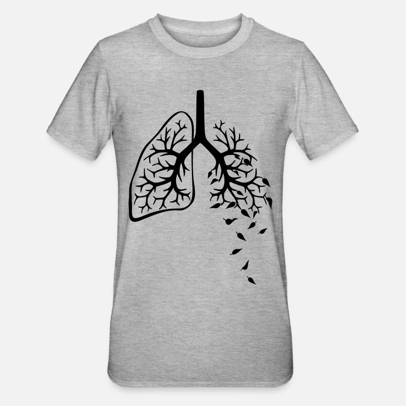 Lungen Baum - Unisex Polycotton T-Shirt - Grau meliert