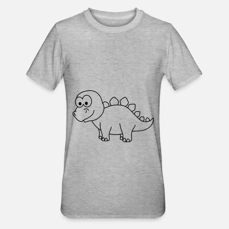 Dinosaurier stegosaurus Comic - Unisex Polycotton T-Shirt - Grau meliert