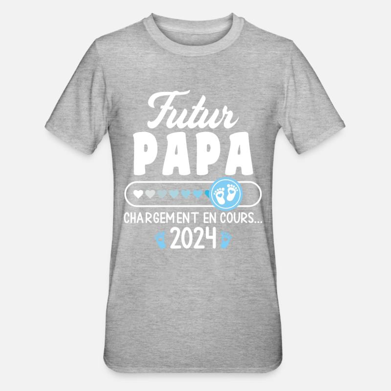 Isä on 2024 Isä käynnissä Raskausilmoitus - Unisex polypuuvilla-t-paita - harmaasävyinen