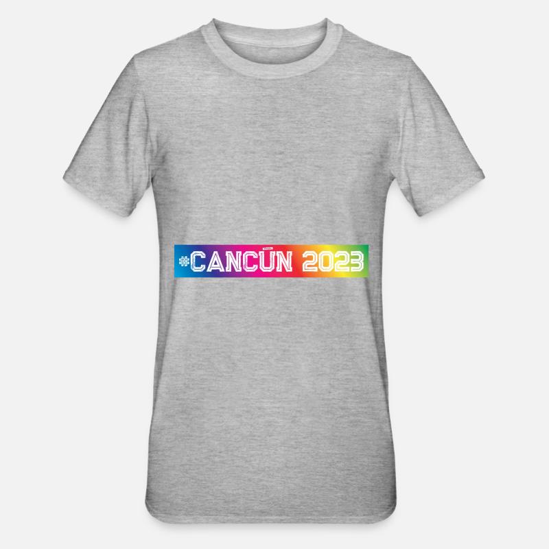Cancun 2023 Bunt - Unisex Polycotton T-Shirt - Grau meliert