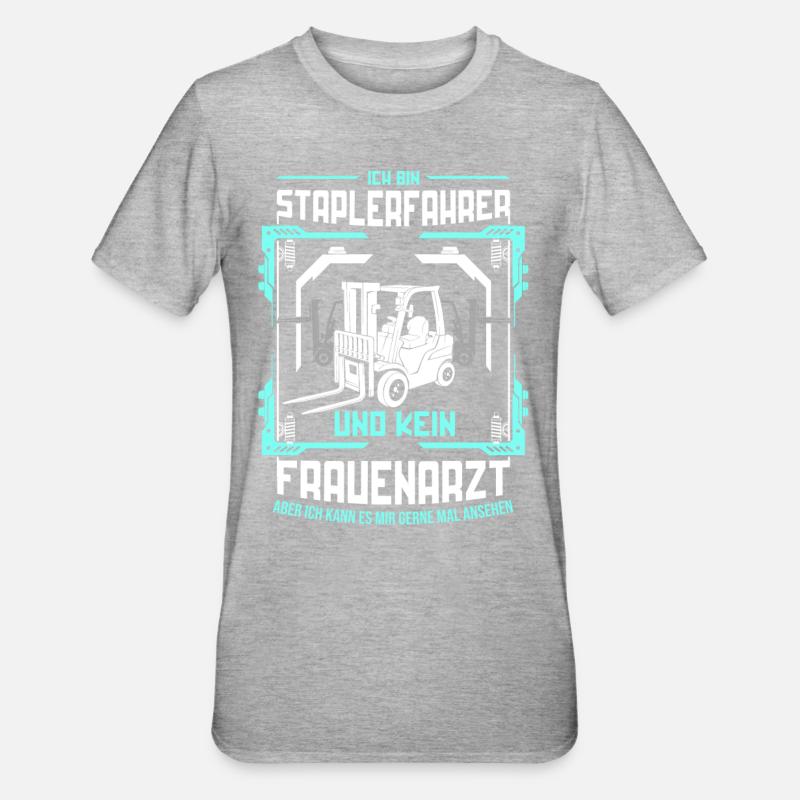 Gabelstapler Staplerfahrer Lagerist Geschenkidee - Unisex Polycotton T-Shirt - Grau meliert