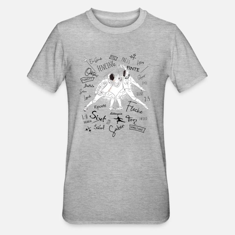 Fechten Begriffe Training Geschenk - Unisex Polycotton T-Shirt - Grau meliert