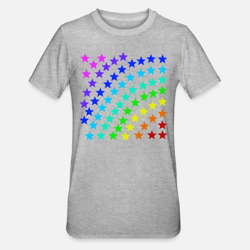 Sterne bunt Regenbogen Geschenkidee - Unisex Polycotton T-Shirt - Grau meliert