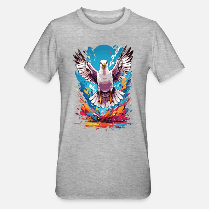 Vacances d’été de mouette - T-shirt polycoton Unisexe - gris chiné