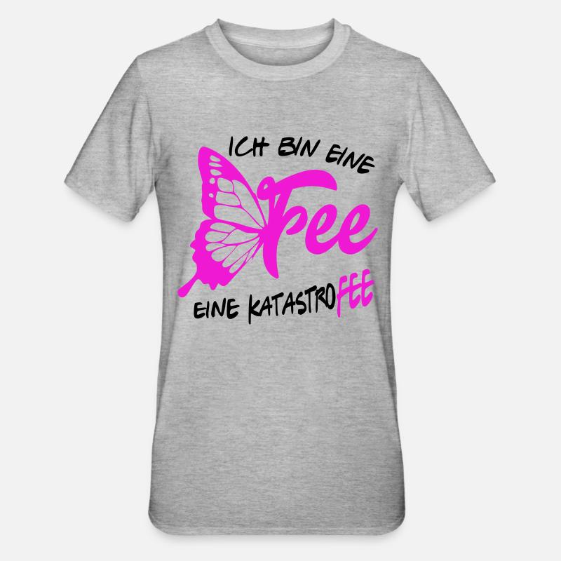 Katastrofee Fee Märchen Mädchen Elfe - Unisex Polycotton T-Shirt - Grau meliert