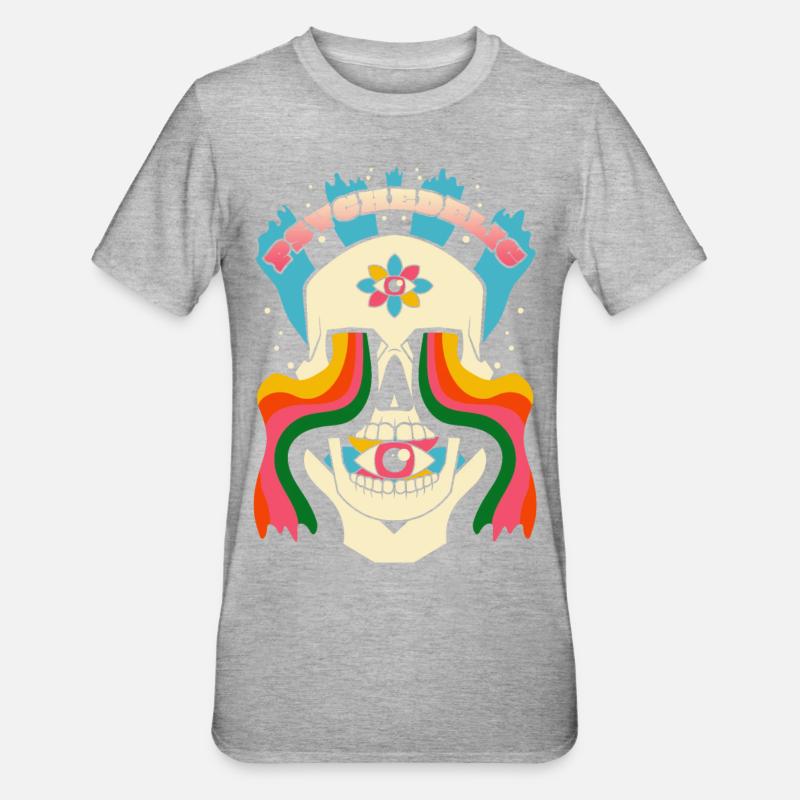 Psychedelic Skull Psychedelic Graphic - Unisex Polycotton T-Shirt - heather grey