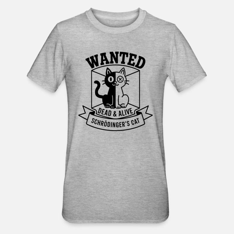 Le chat de Schroedinger - T-shirt polycoton Unisexe - gris chiné