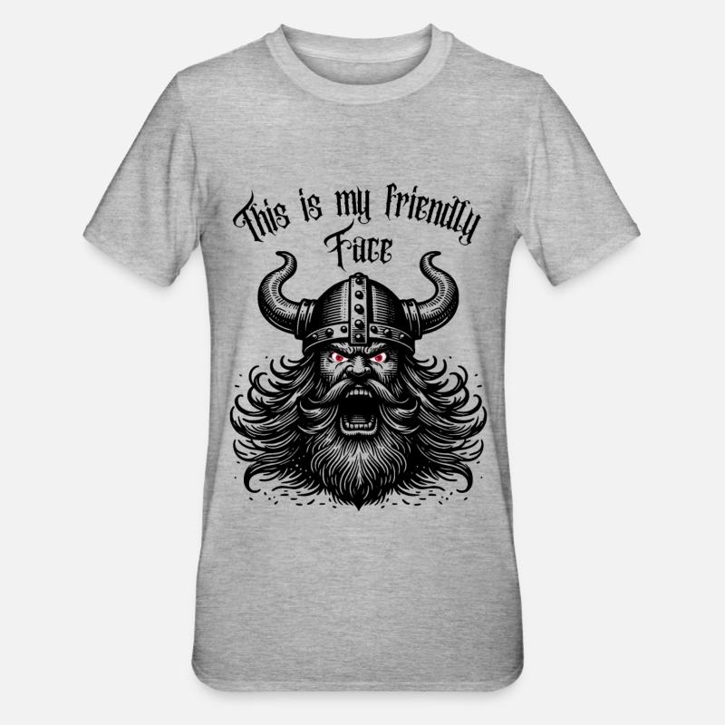 C’est mon visage amical - T-shirt polycoton Unisexe - gris chiné