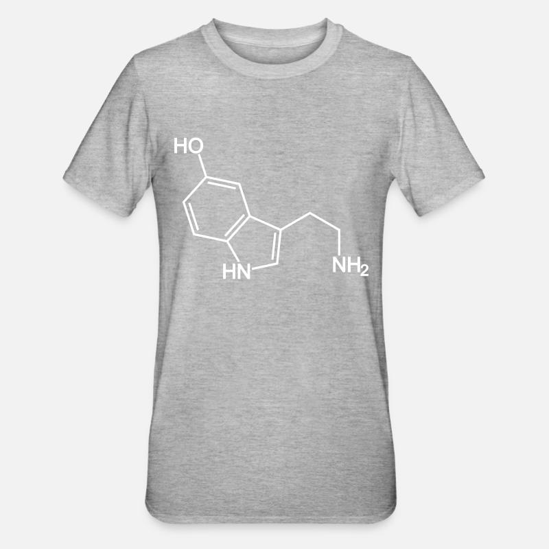 Serotonin Molekül - Unisex Polycotton T-Shirt - Grau meliert