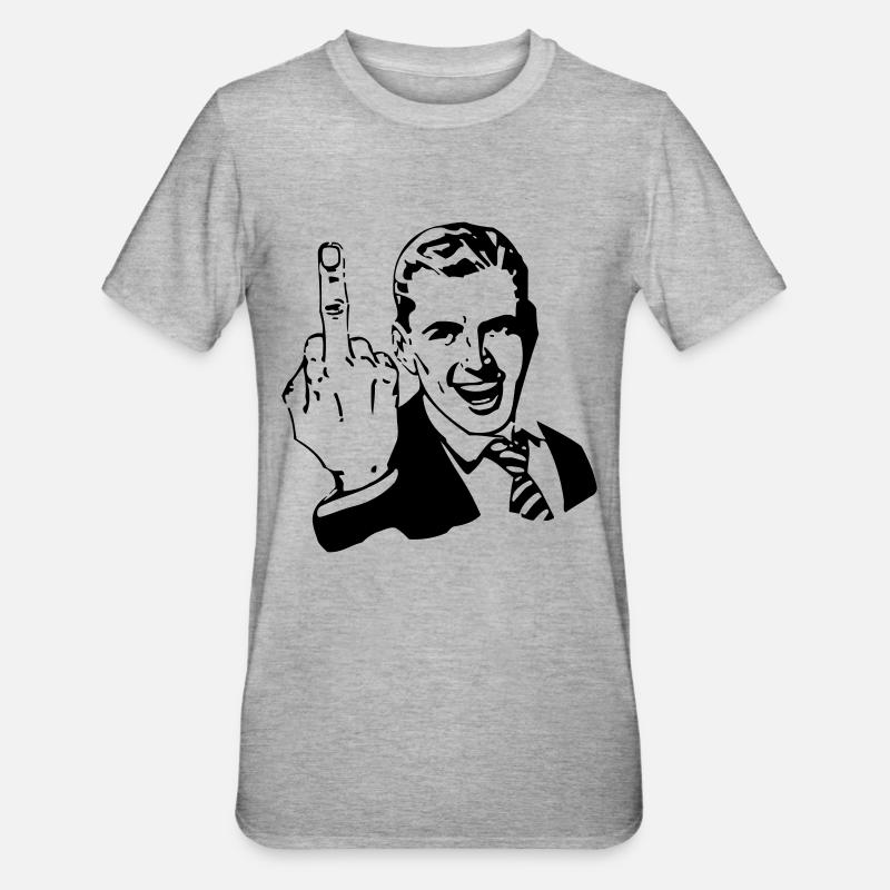 Mittelfinger - Unisex Polycotton T-Shirt - Grau meliert