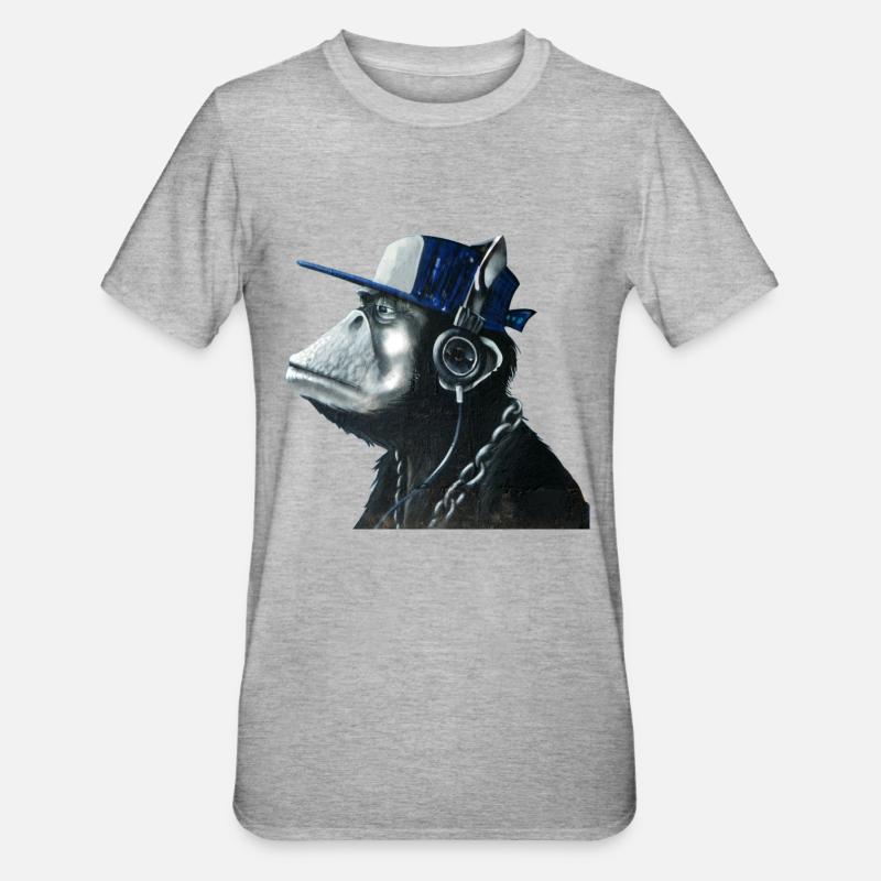 Affe Graffiti von Custom - Unisex Polycotton T-Shirt - Grau meliert