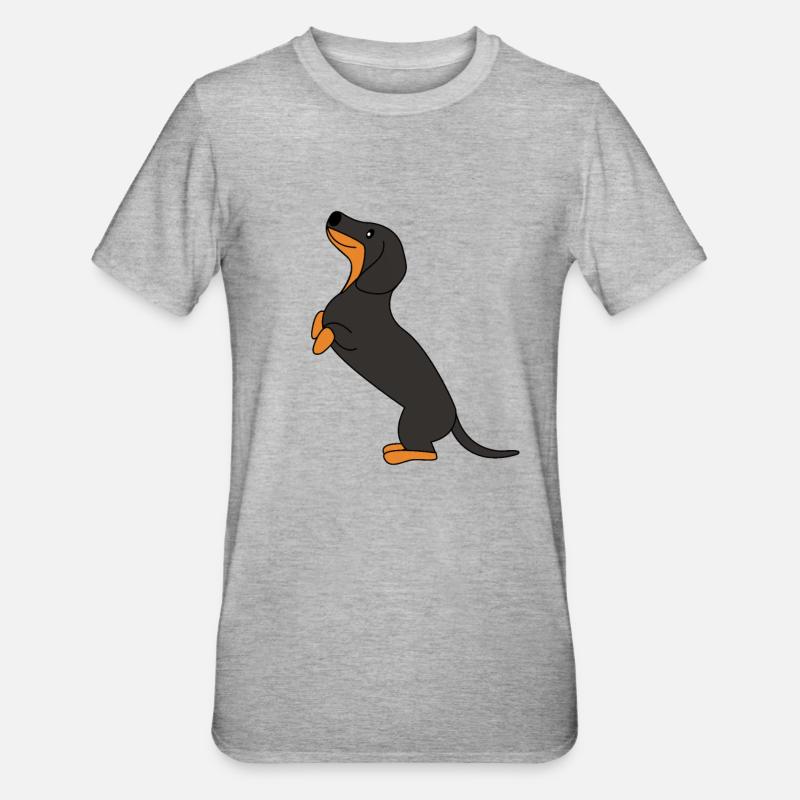 Teckel allemand teckel chiens mignons - T-shirt polycoton Unisexe - gris chiné