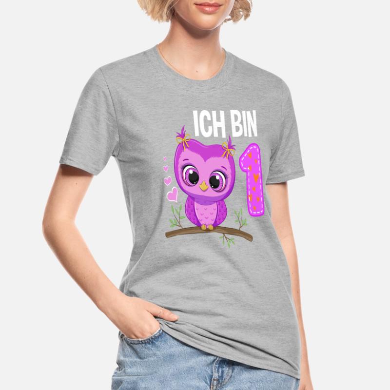 Ich Bin 1 Eule 1. Geburtstag Eulen Mädchen Unisex Polycotton T-Shirt