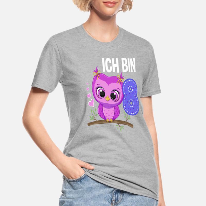 Ich Bin 8 Eule 8. Geburtstag Eulen Mädchen Unisex Polycotton T-Shirt