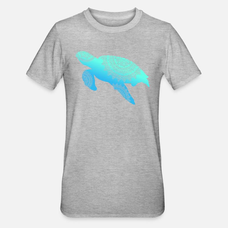 Schildkröte Boho - Unisex Polycotton T-Shirt - Grau meliert