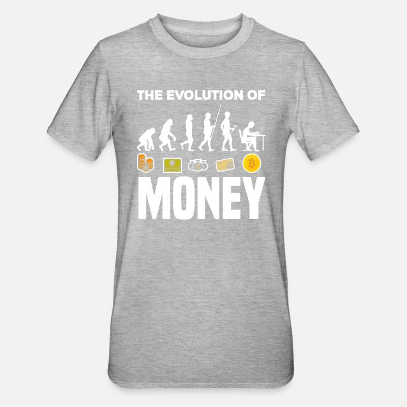 Bitcoin Geld Evolution - Unisex Polycotton T-Shirt - Grau meliert