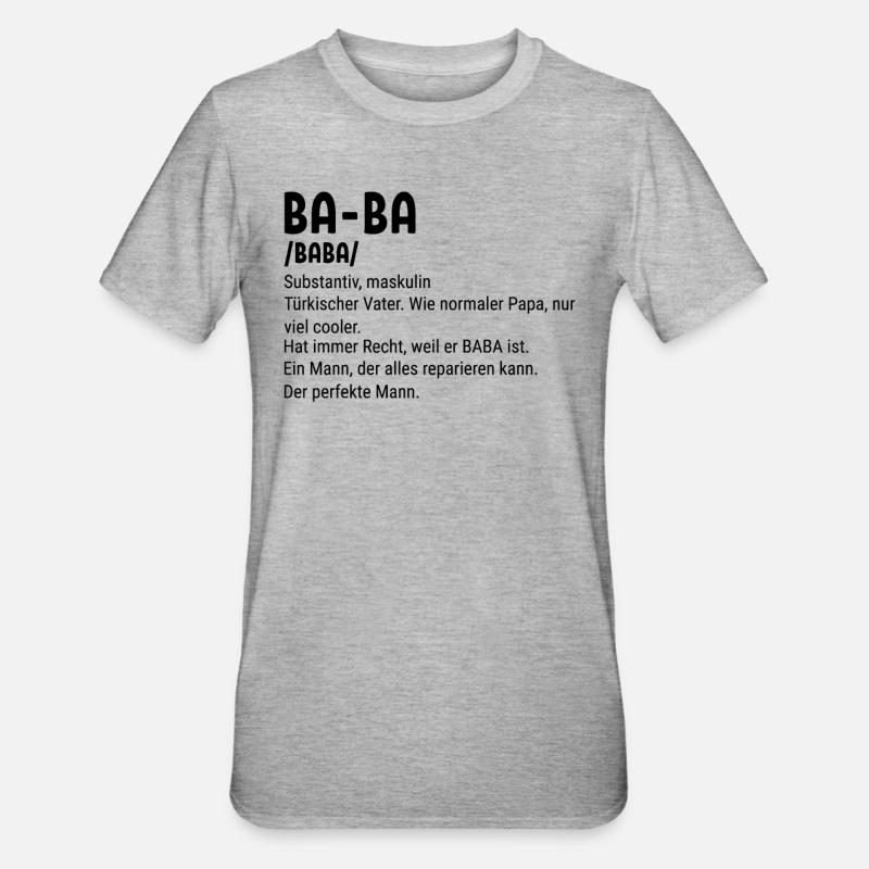 Baba Turkish Father Baba - Unisex Polycotton T-Shirt - Grau meliert