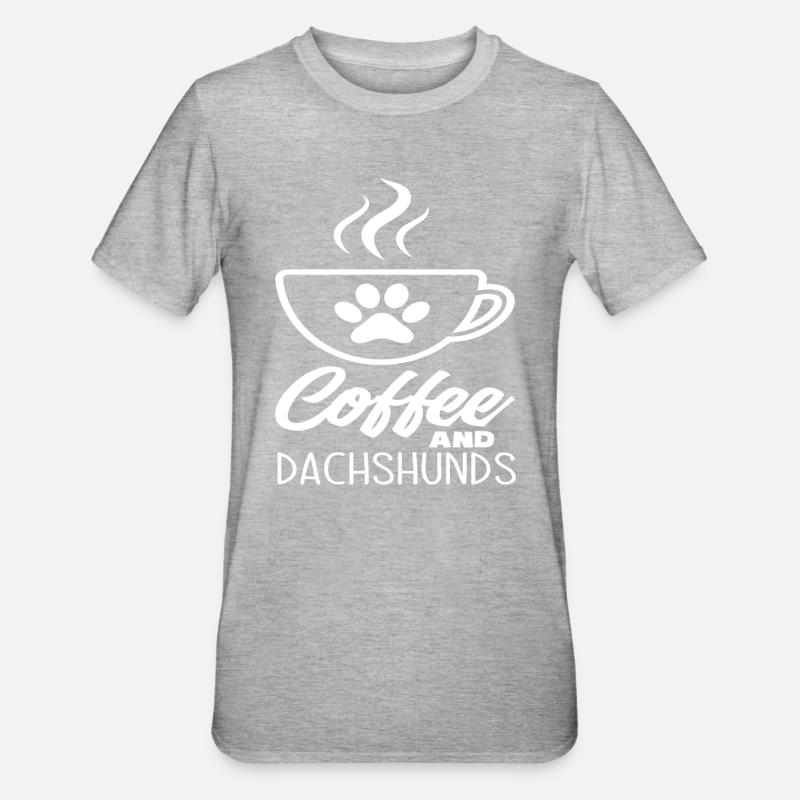 Dackel Kaffee - Unisex Polycotton T-Shirt - Grau meliert