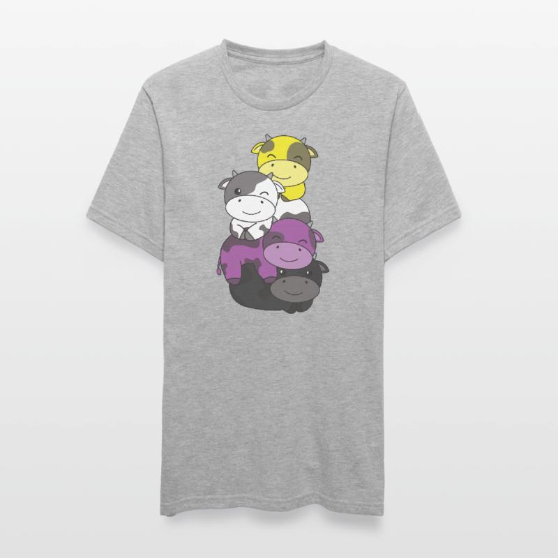 Nonbinary Flag Pride LGBTQ Cute Cow Stack T-shirt polycoton Unisexe