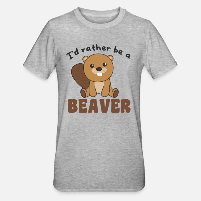 Je préfère être un castor - mignon castor - T-shirt polycoton Unisexe - gris chiné