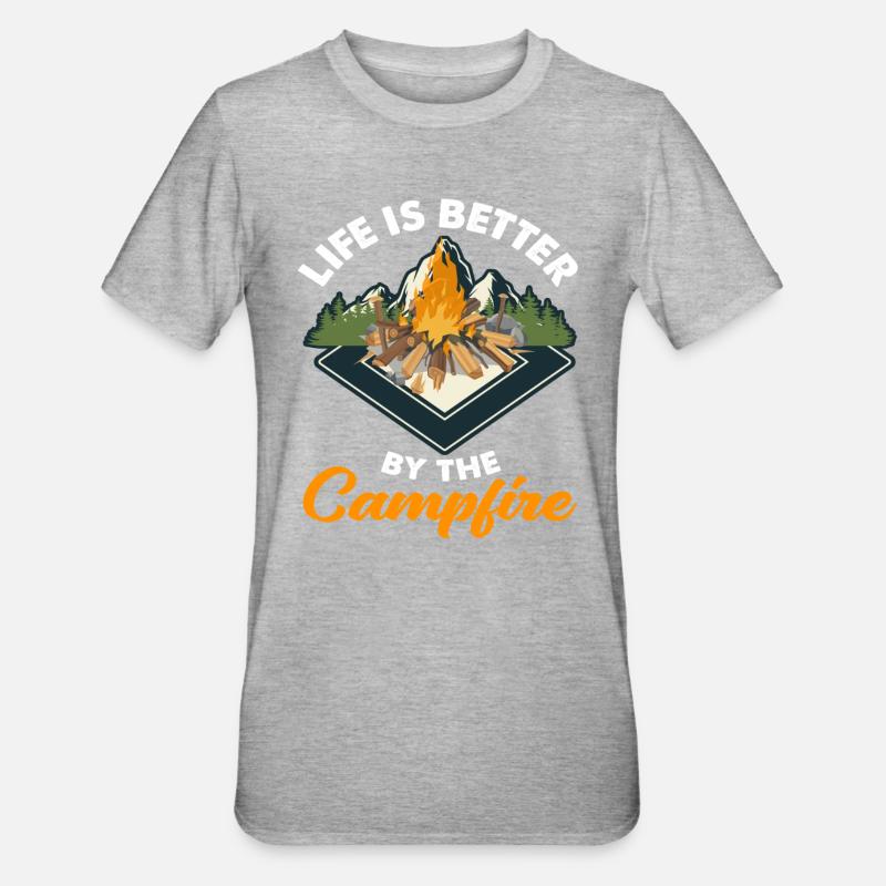 Life Campfire Camping Camper - Unisex Polycotton T-Shirt - heather grey