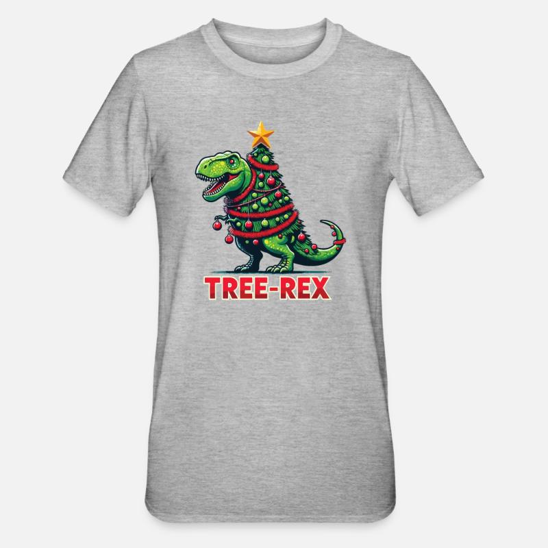 Tree-Rex Funny Dinosaur Pun T-Rex - Unisex Polycotton T-Shirt - heather grey