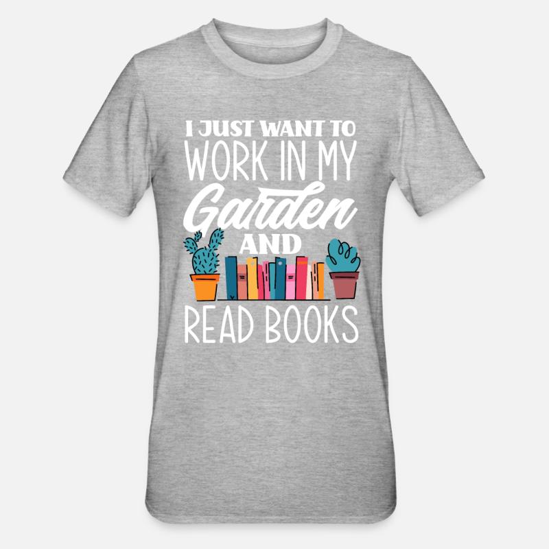 Garten Bücher - Unisex Polycotton T-Shirt - Grau meliert