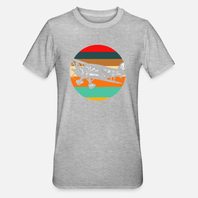 Retro Piloten Pilot Flugzeug - Unisex Polycotton T-Shirt - Grau meliert