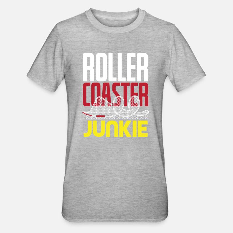 Roller Coaster Junkie - T-shirt polycoton Unisexe - gris chiné