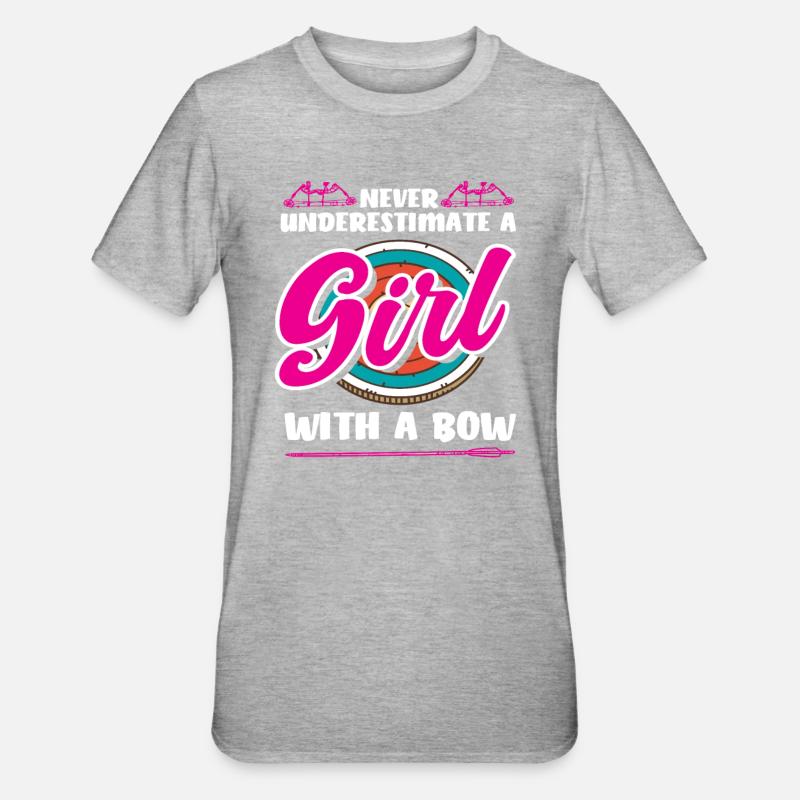 Bogen Mädchen Bogenschießen - Unisex Polycotton T-Shirt - Grau meliert