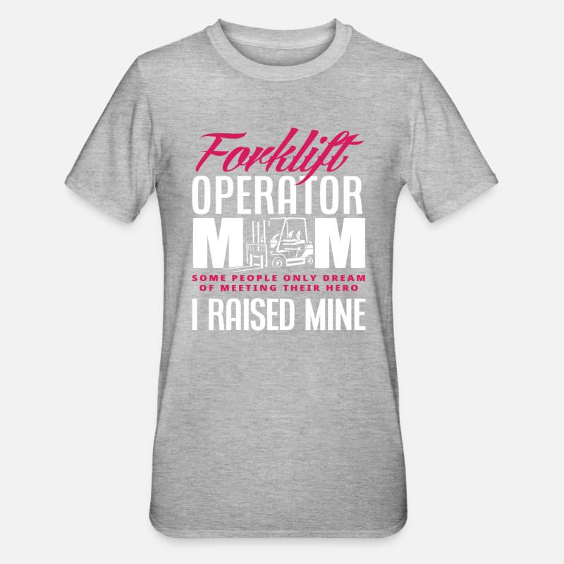Gabelstaplerfahrer Mama Held - Unisex Polycotton T-Shirt - Grau meliert