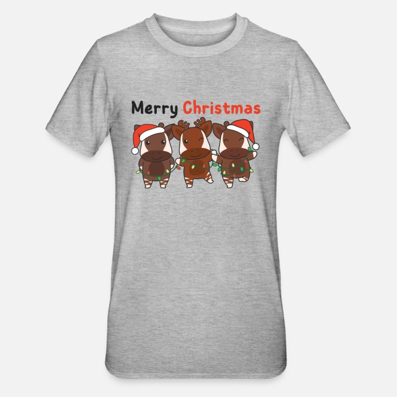 Okapi Christmas Winter Animals Okapi - Unisex Polycotton T-Shirt - heather grey