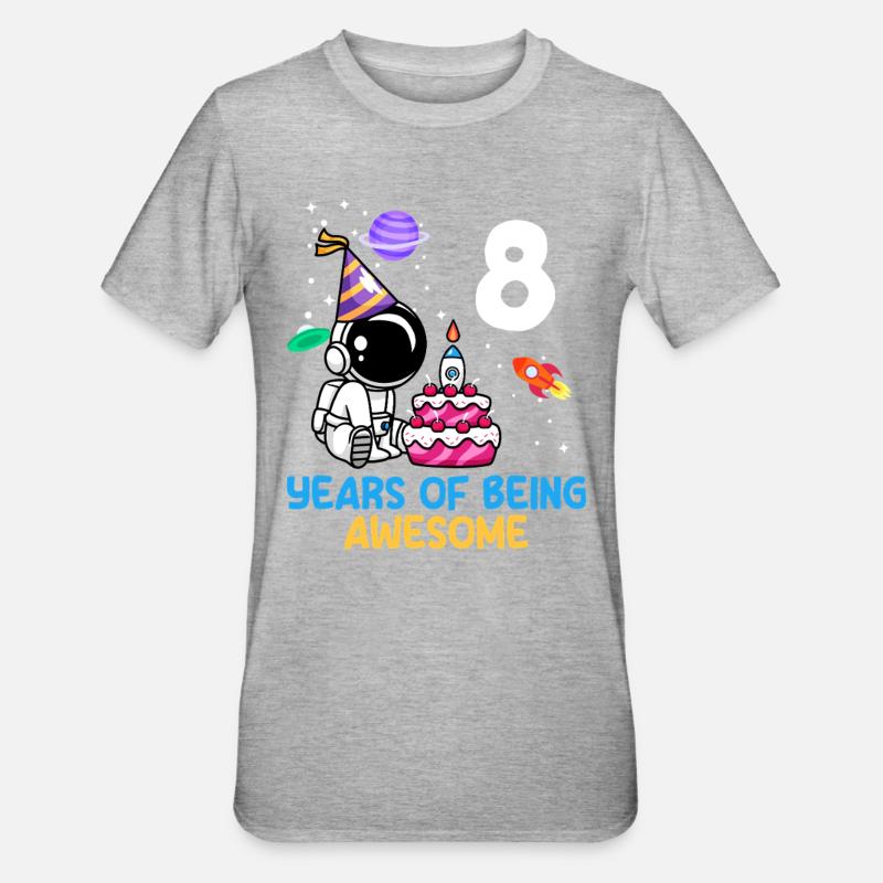 8 ans de génialité - T-shirt polycoton Unisexe - gris chiné