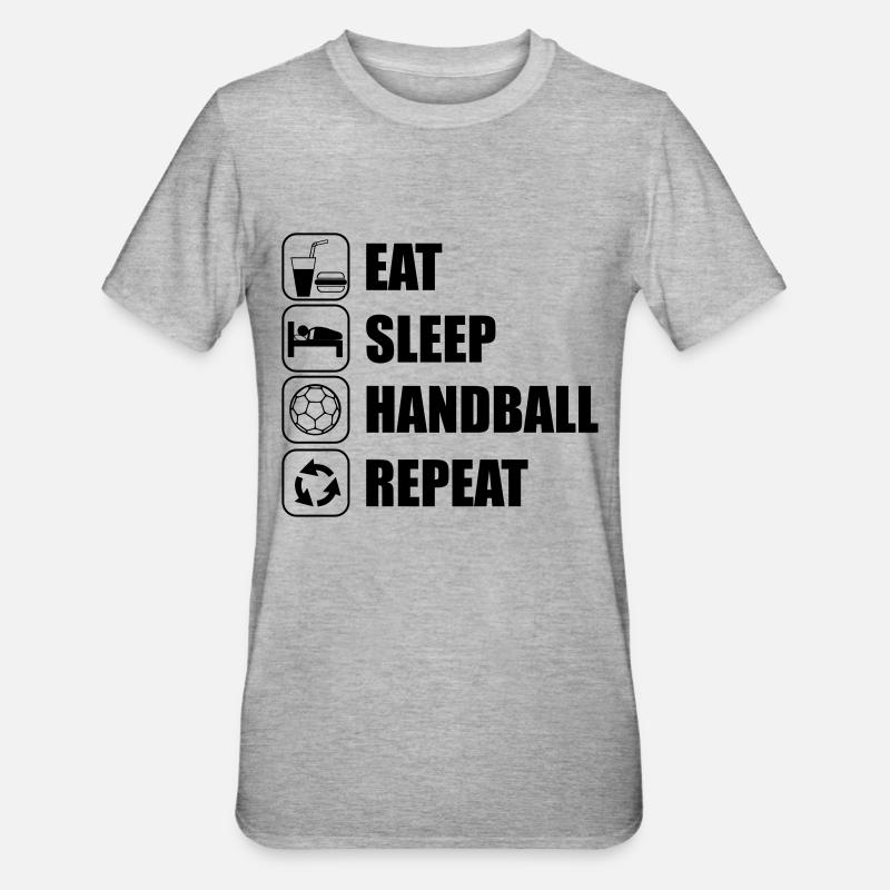 EAT SLEEP HANDBALL - T-shirt polycoton Unisexe - gris chiné