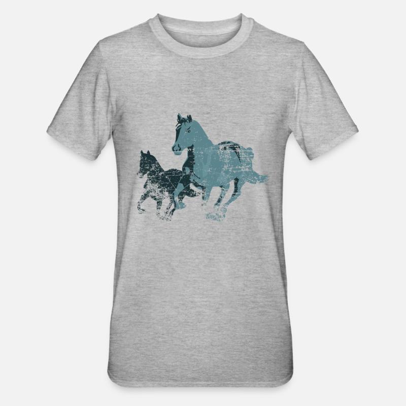 chevaux chevaux - T-shirt polycoton Unisexe - gris chiné