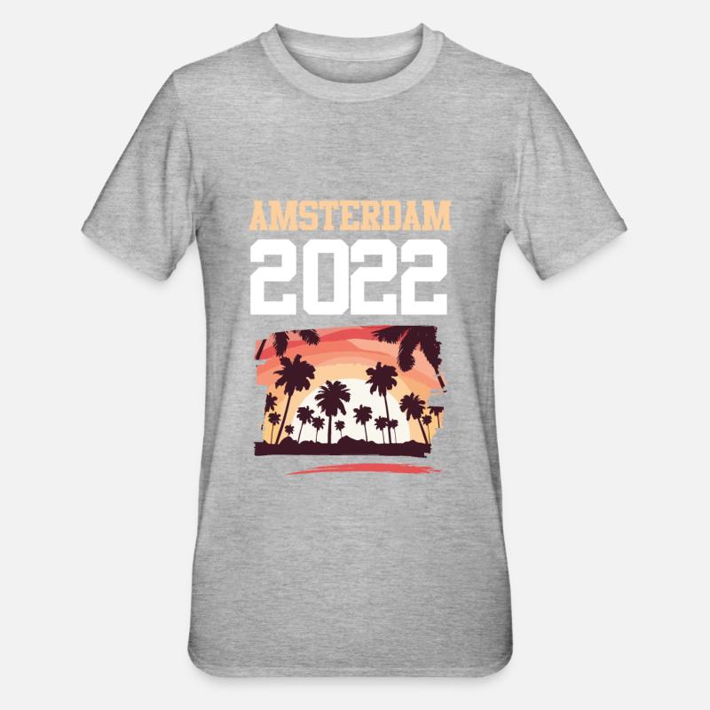 Amsterdam 2022 - T-shirt polycoton Unisexe - gris chiné