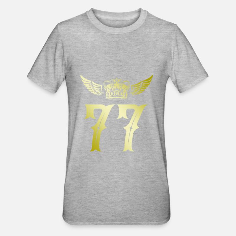77 Couronne de numéros - T-shirt polycoton Unisexe - gris chiné