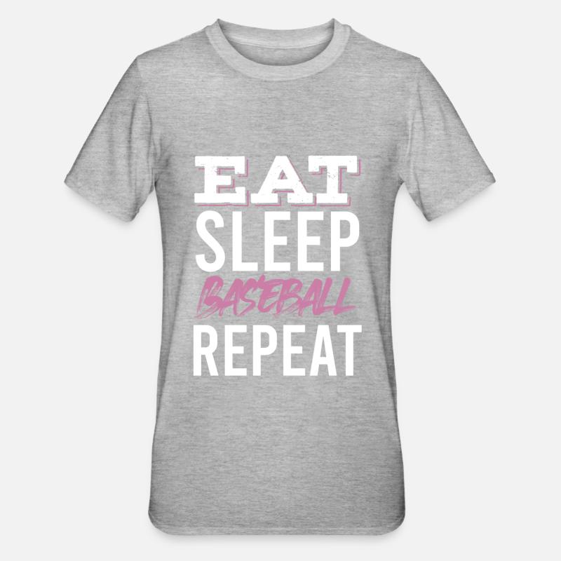 eat sleep baseball repeat - Unisex Polycotton T-Shirt - heather grey