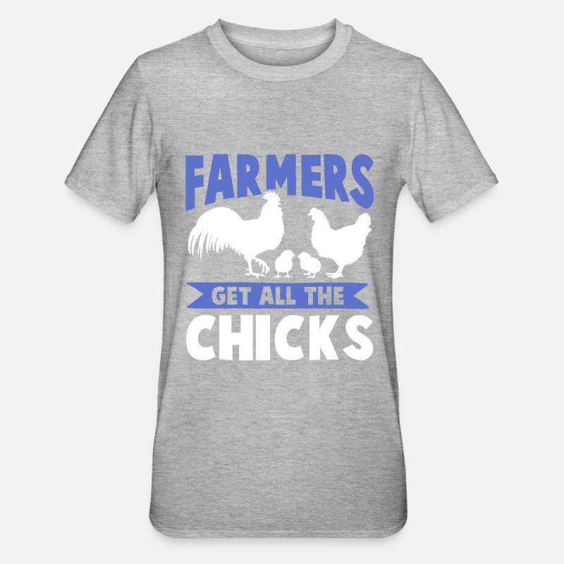 hühner farmer spruch - Unisex Polycotton T-Shirt - Grau meliert