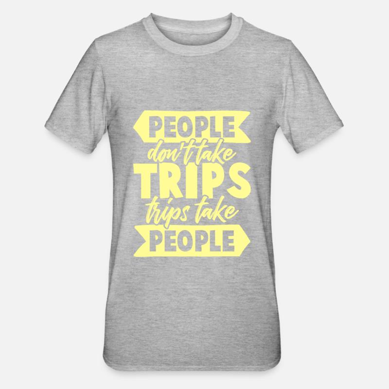 trip reise spruch - Unisex Polycotton T-Shirt - Grau meliert