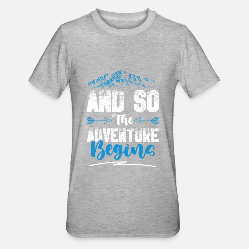 abenteuer beginnt klettern - Unisex Polycotton T-Shirt - Grau meliert