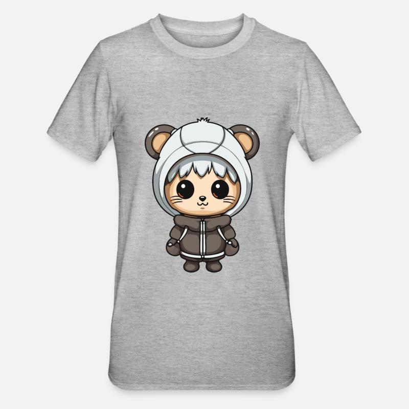 Maus Winter Comic Niedlich - Unisex Polycotton T-Shirt - Grau meliert