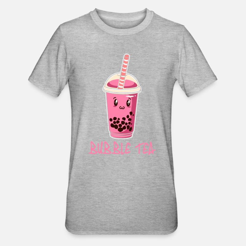 En Kawaii Boba Tea Bubble Tea - Unisex polycotton T-shirt - grå meleret