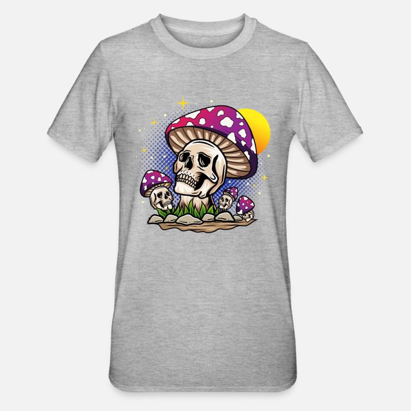 Crâne de champignon - T-shirt polycoton Unisexe - gris chiné