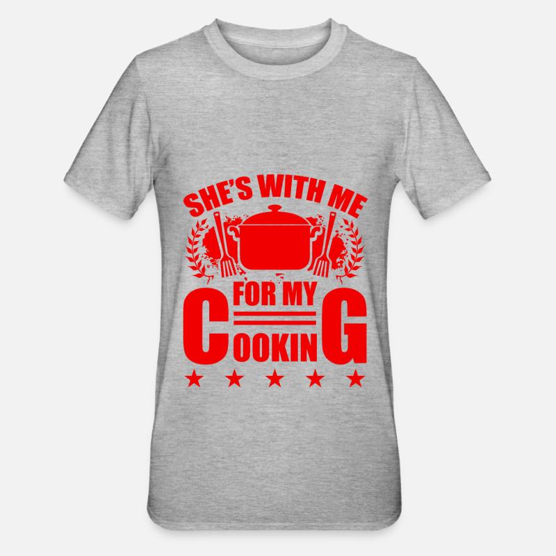 sie ist mit mir kochen - Unisex Polycotton T-Shirt - Grau meliert