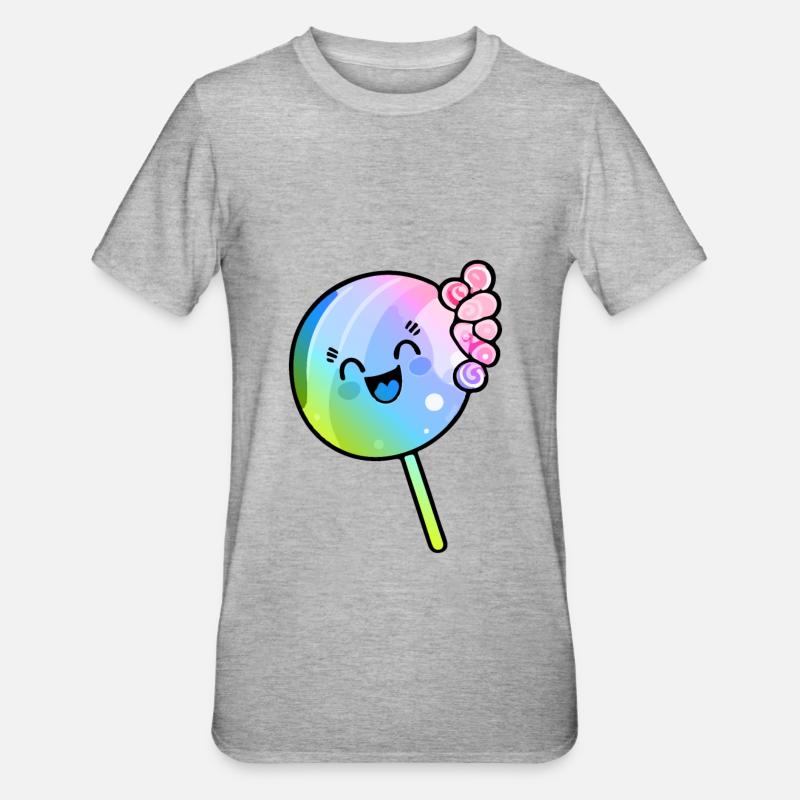 Lollipop Comic Bunt - Unisex Polycotton T-Shirt - Grau meliert