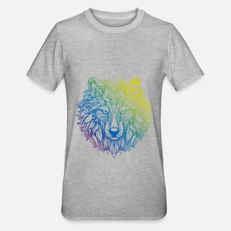 Wolf Mandala Boho - Unisex Polycotton T-Shirt - heather grey