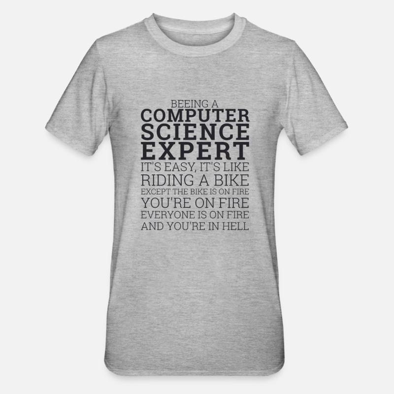 "Computer Science Expert Bike | Computer Science" - Unisex Polycotton T-Shirt - heather grey